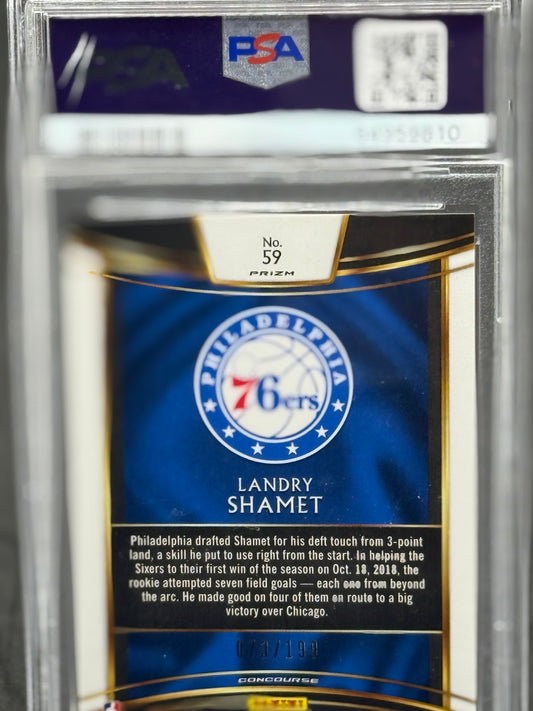 2018 Landry Shamet Panini Shamet Red prizm #73/199 PSA 9