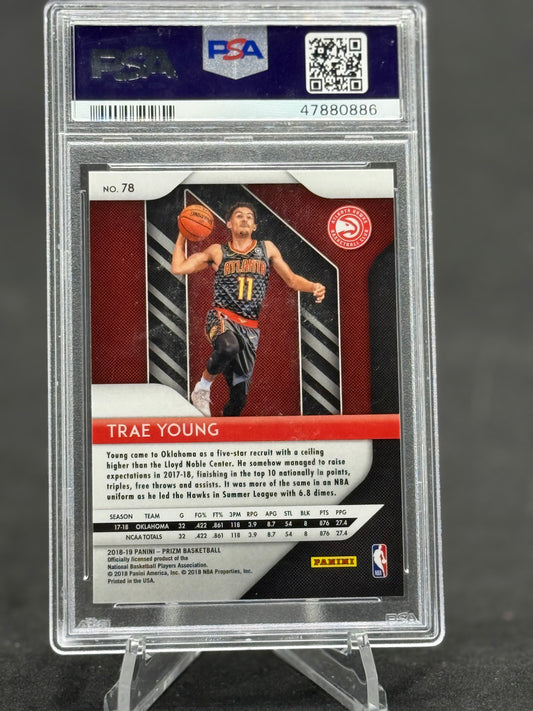 TREY YOUNG ATLANTA HAWKS 2018 PANINI PRIZM ROOKIE CARD GRADE 9