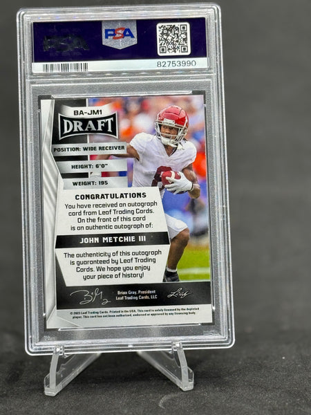 2023 Leaf Draft John Metchie III Auto PSA 10