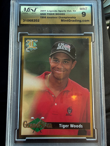 Tiger Woods 2001 Legends Sports Vol 13 1996 amateur Golf NNO Graded Mint 9