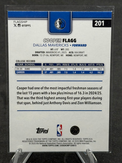 Cooper Flagg Dallas Mavericks Topps Rookie Card