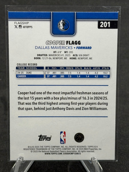 Cooper Flagg Dallas Mavericks Topps Rookie Card