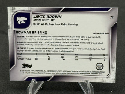 Jayce Brown Kansas State 1st Bowman Chrome U