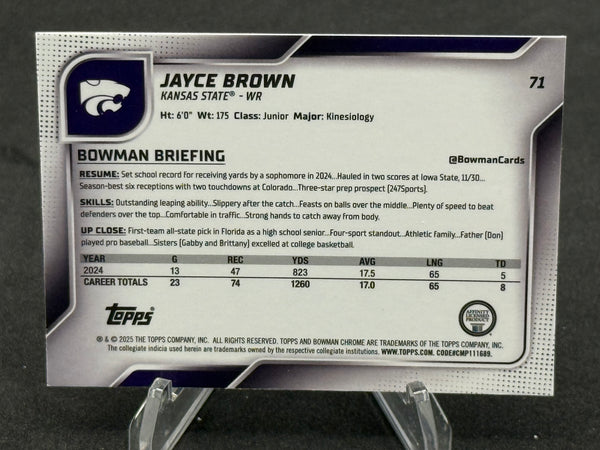 Jayce Brown Kansas State 1st Bowman Chrome U