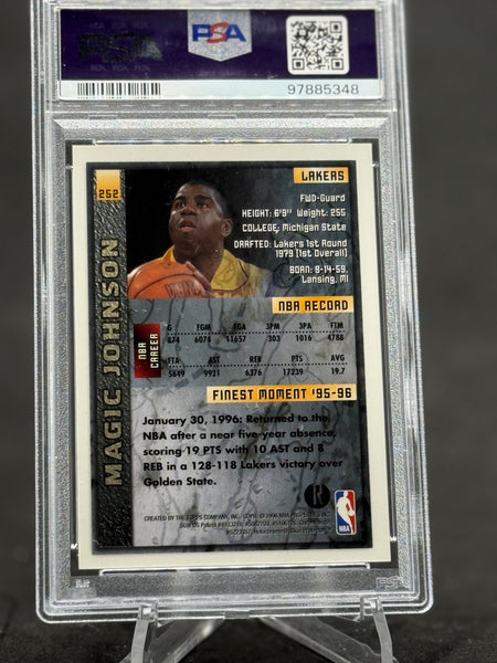 MAGIC JOHNSON 1995 LOS ANGELES LAKERS TOPPS REFRACTOR PSA GRADE 8 Card
