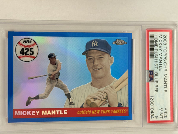 Mickey Mantle 2008 Topps Chrome Home run History- Blue Refractor /200 PSA 9