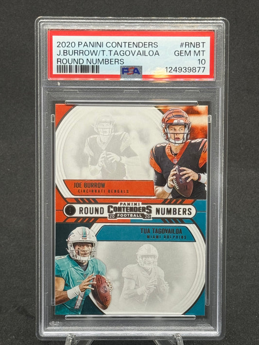 2020 Panini Contenders J.Burrow/ T.Tagovailoa Round Number PSA 10 Combo cards