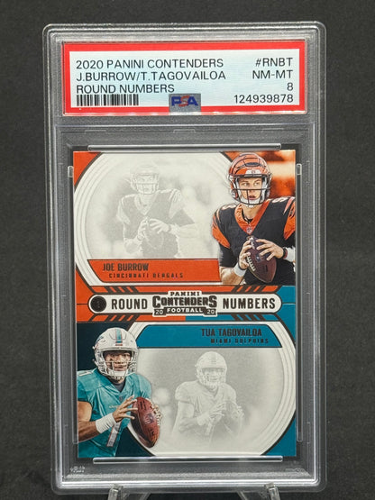 2020 Panini Contenders J.Burrow/ T.Tagovailoa Round Numbers PSA 8