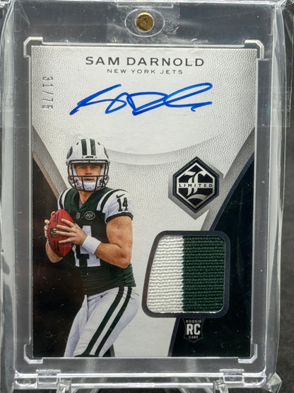 Sam Donald New York Jets RC Auto numbered 31/75 and used game patch