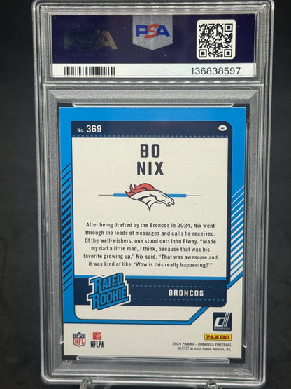 Bo Nix 2024 Denver Broncos Rated Rookie Press proof red PSA grade 8