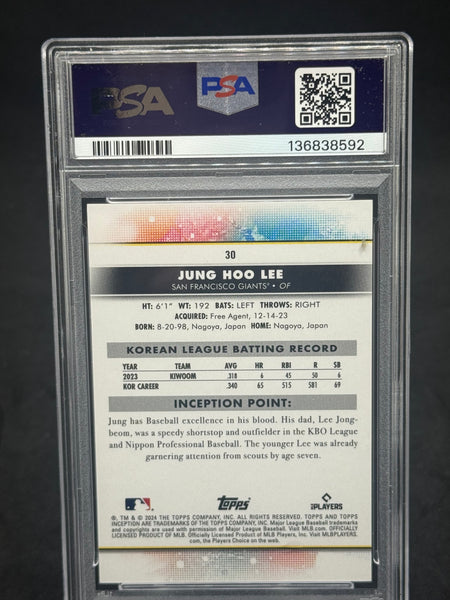 Jung Hoo Lee San Francisco Giants 2024 Topps Inception Magento #13/99 PSA 9 RC