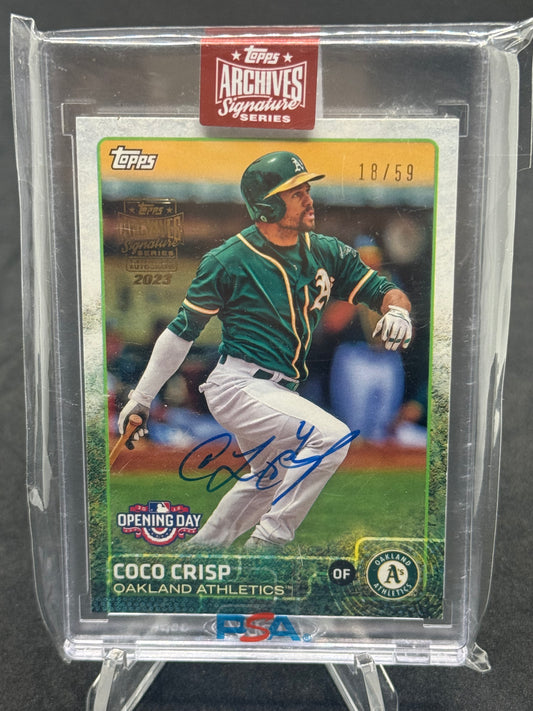2015 Topps Coco Crisp Oakland Athletics opening day #18/59 Certified Autograph