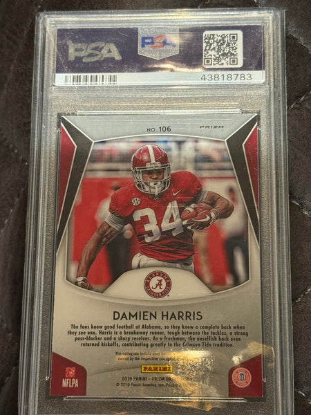 2019 Panini Prizm DP University of Alabama Damien Harris Pink Pulsar PSA 10