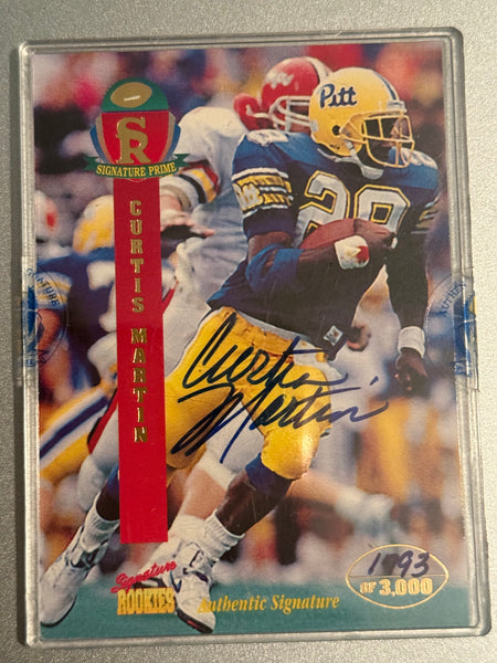 Curtis Martin on card Autograph Card 1995 Signature series 1793 /3000