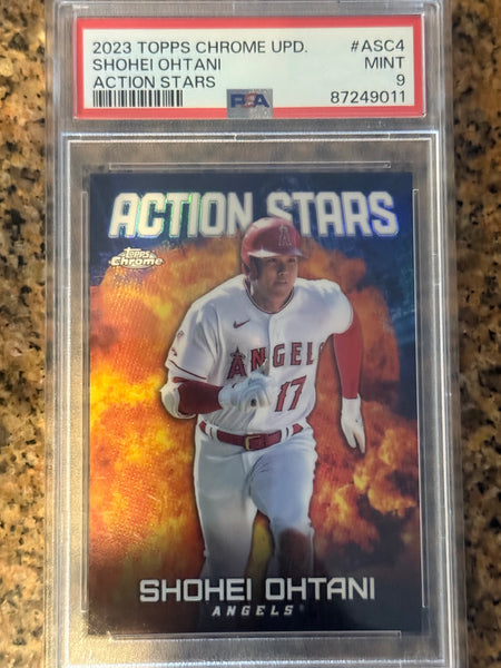 SHOHEI OHTANI 2023 TOPPS CHROME Actions Stars PSA 9