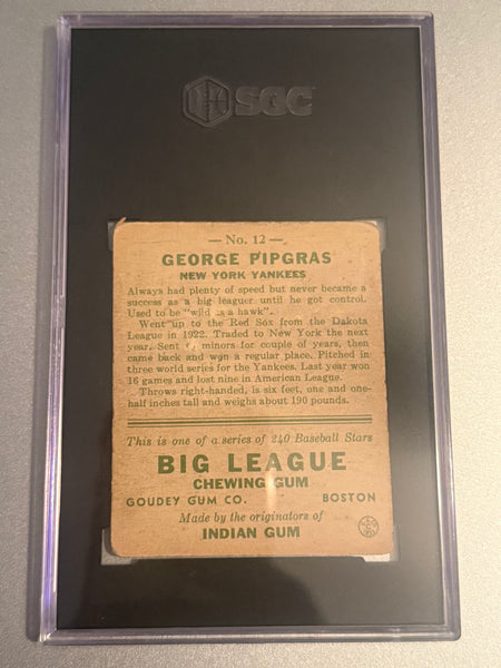 1933 Goudey George Pipgras SGC 2