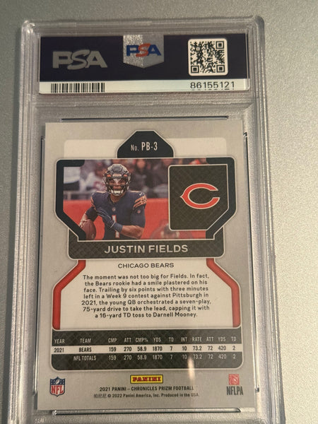 2021 Chronicles Justin Fields Prizm Black PSA 10